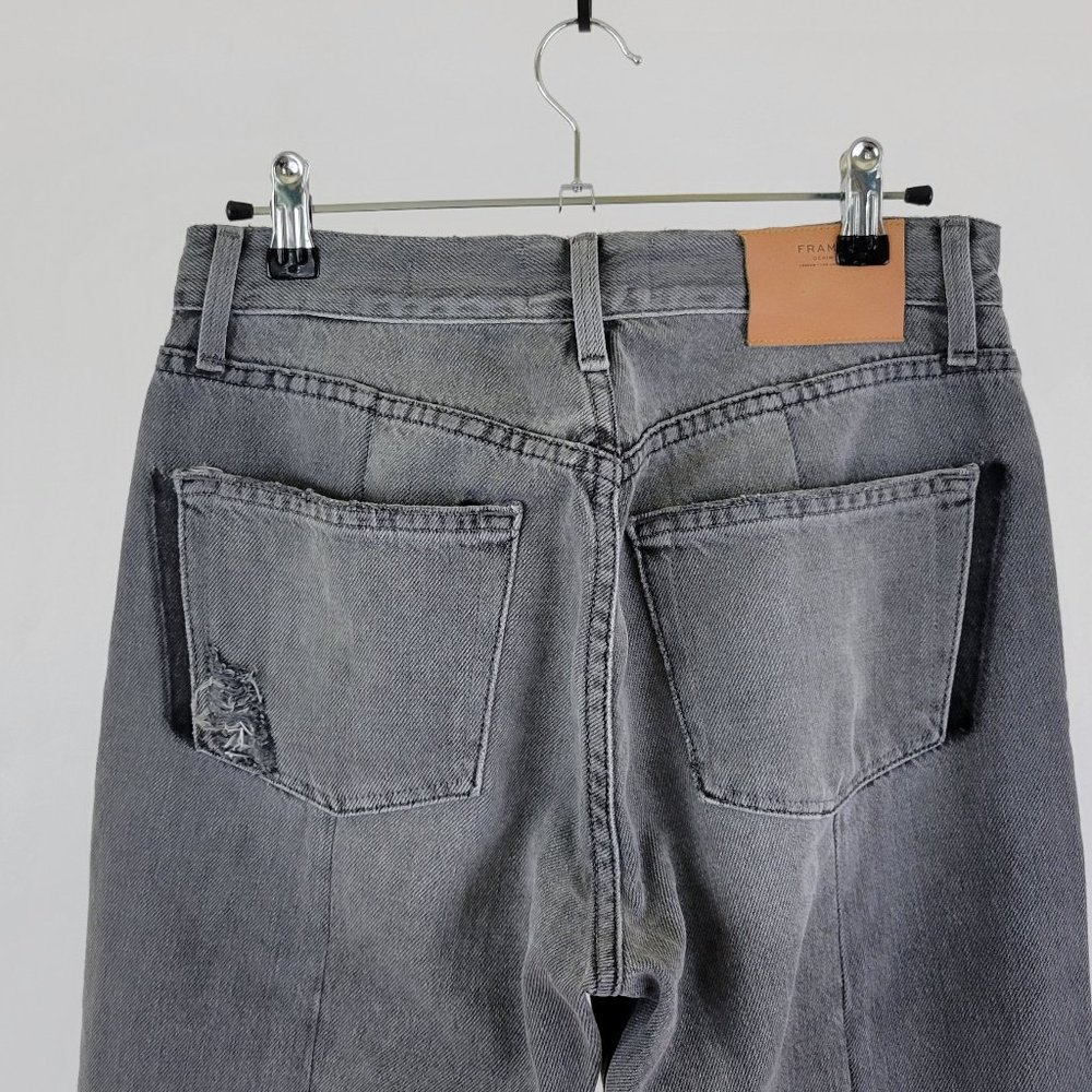 Frame Denim Nouveau Le Mix High Rise Cropped Raw Hem Ash Grey Distressed - Picture 9 of 16